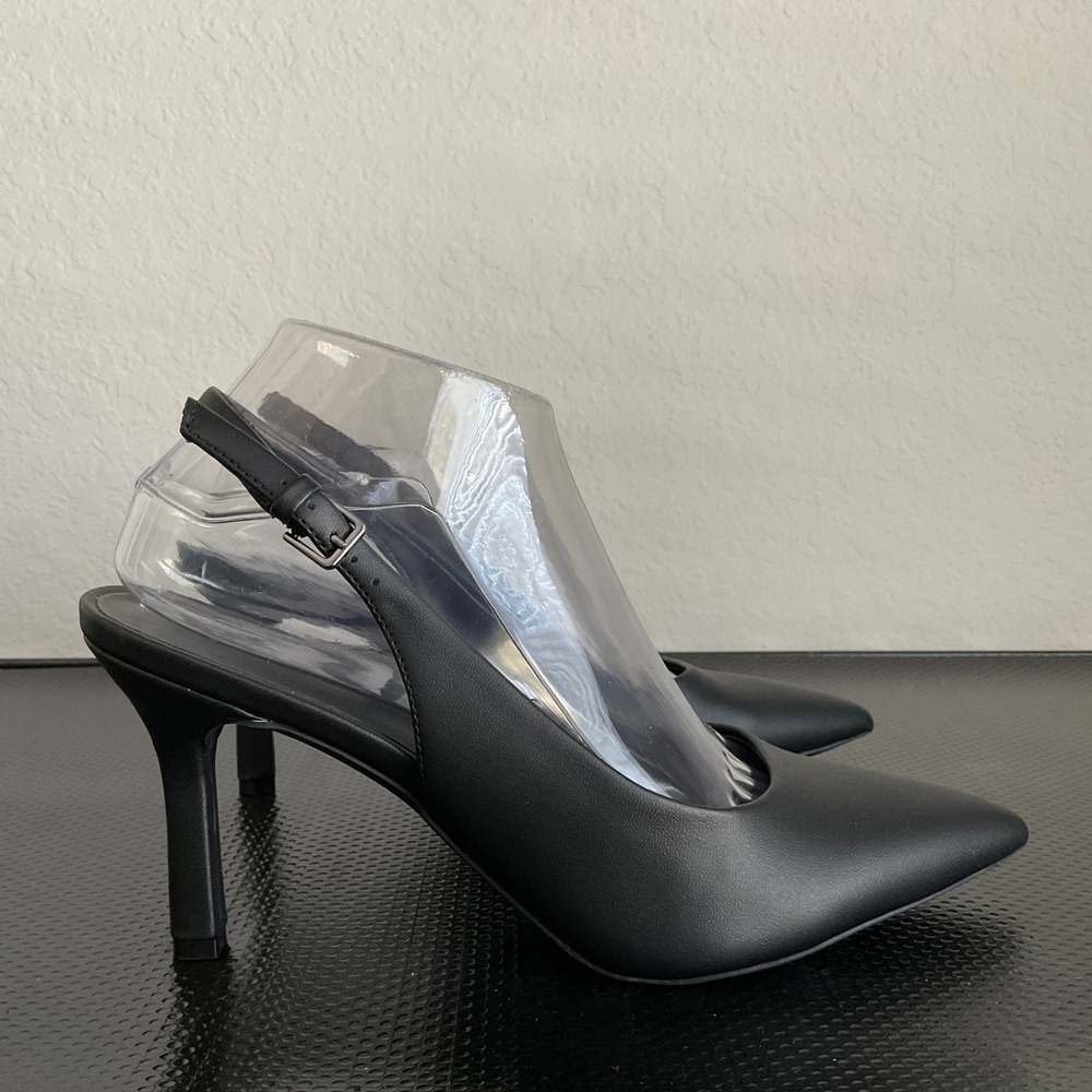 Nordstrom Rack Priscilla Black Slingback Pointed Toe Heels Womens 8.5M - Picture 2 of 16